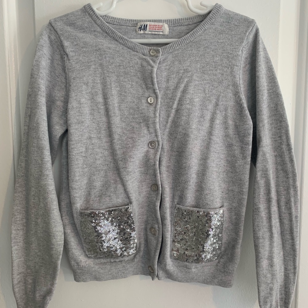 Little Girl’s HM Grey and Sequin Cardigan Size 6/8